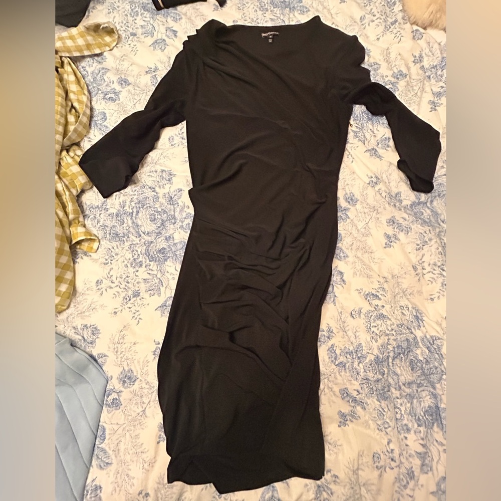 Juicy Couture Black Long Sleeve Midi Dress